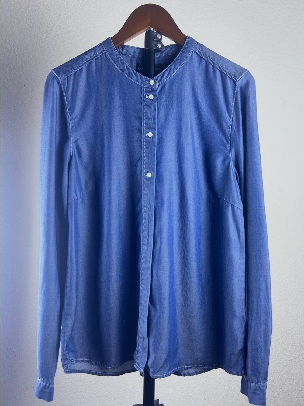 Calvin Klein Jeans Blue Lyocell Button Front Blouse Size M